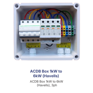 ACDB Box 1Kw to 6 Kw - Havells Components including Havells Fuse